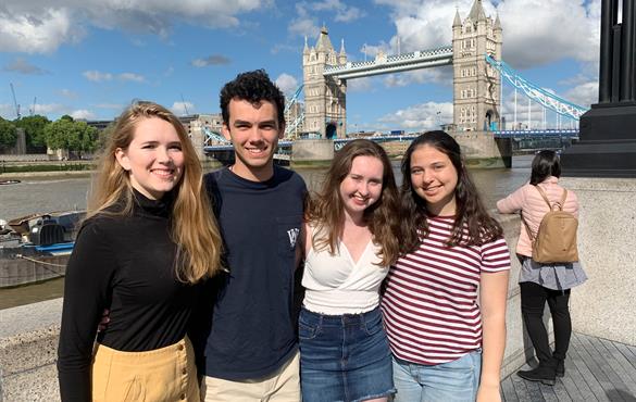 Engineering students can study abroad in London, earning six credits toward their degree. Above, students stop for a photo in front of Tower Bridge in London. Submitted photo