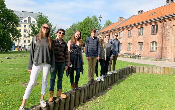 A group of students pose for a photo before taking a day trip to Norway. Submitted photo
